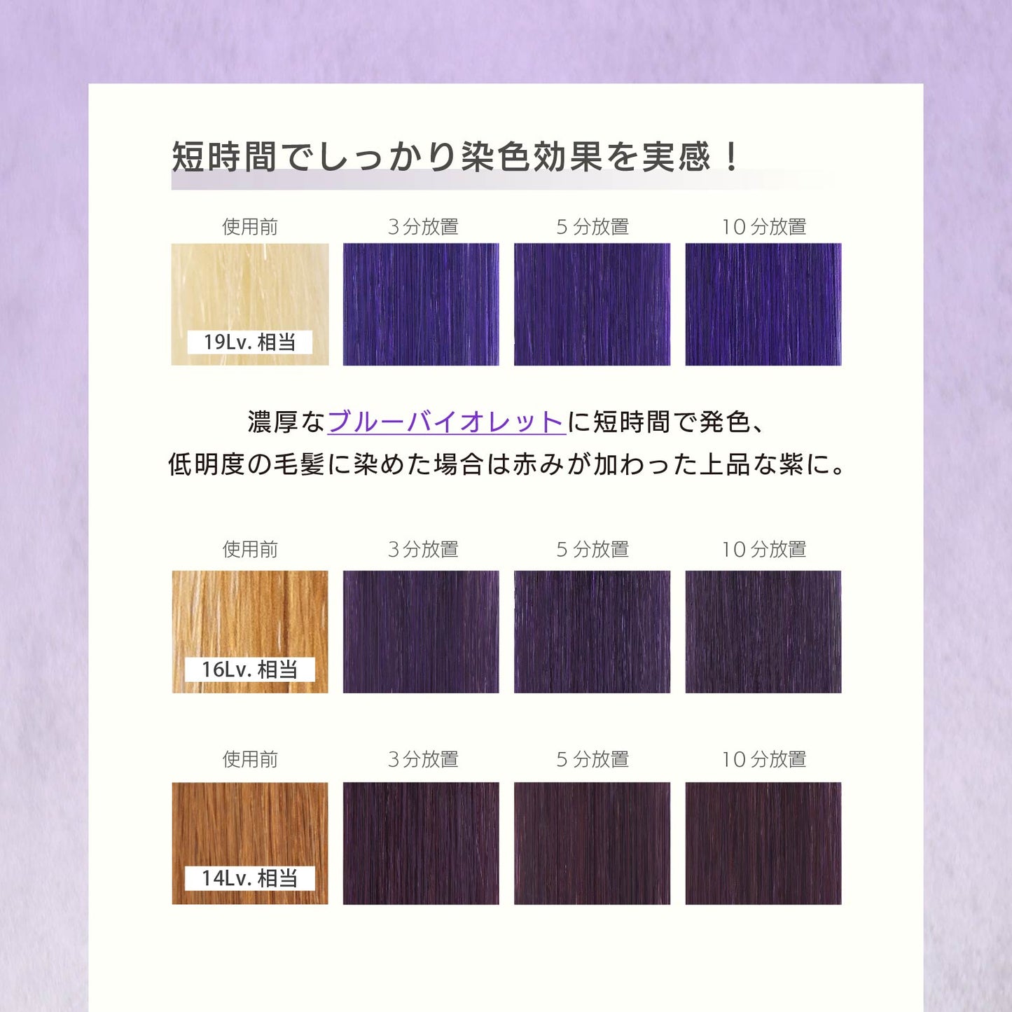 MOUTON ブルーバイオレットトリートメント 使用後の仕上がりイメージ｜透明感のあるブルーバイオレット系ヘアカラー