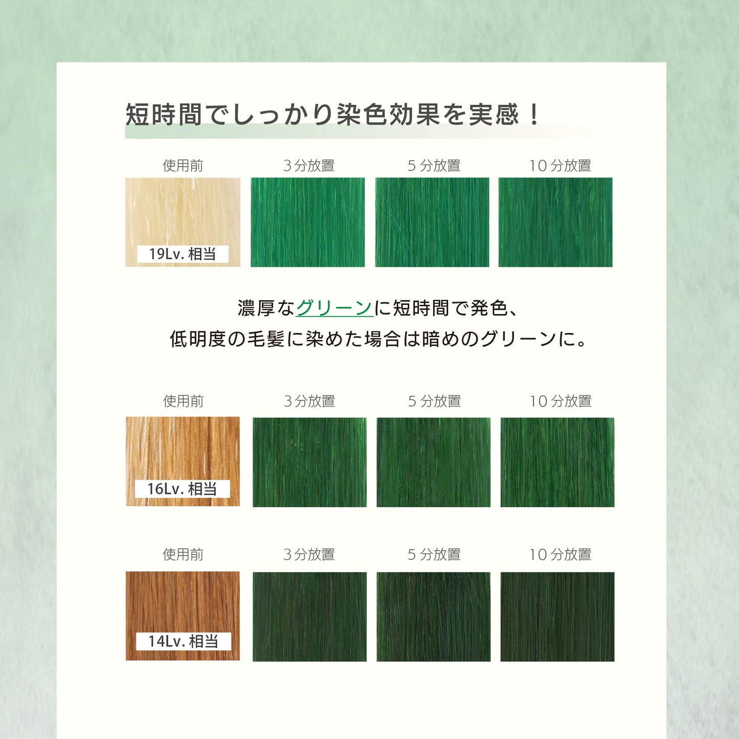 MOUTON ヘンプグリーントリートメント 使用後の仕上がりイメージ｜ナチュラルなヘンプグリーン系ヘアカラー