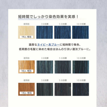 MOUTON ネイビーブルートリートメント 使用後の仕上がりイメージ｜深みのあるネイビーブルー系ヘアカラー