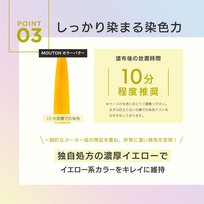 MOUTON ネオンイエロートリートメント｜濃厚なイエロー染料でブリーチ毛をしっかり発色させる染色力