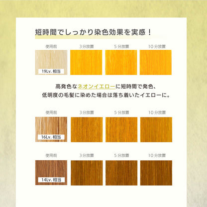 MOUTON ネオンイエロートリートメント 使用後の仕上がりイメージ｜鮮やかなネオンイエロー系ヘアカラー