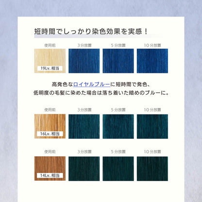 MOUTON ロイヤルブルートリートメント 使用後の仕上がりイメージ｜深く鮮やかなロイヤルブルー系ヘアカラー